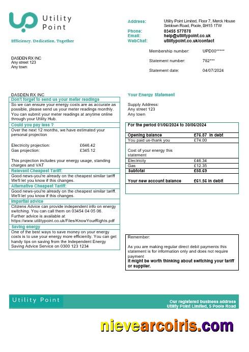 United Kingdom Utility Point business utility bill